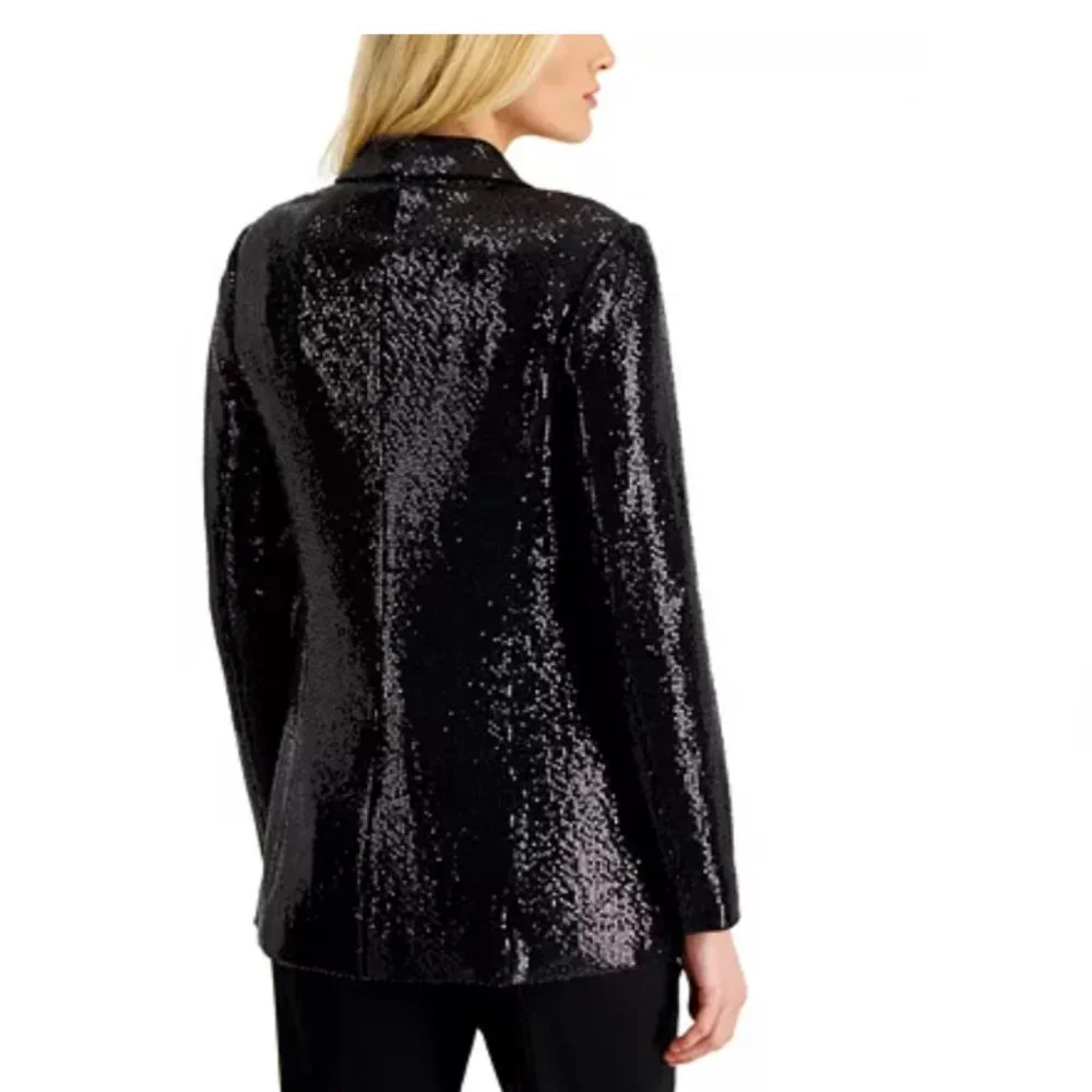 NWT T TAHARI Women's Sequined Open-Front Blazer